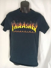 Thrasher Magazine T Shirt Mens Small black tee faded short sleeve Primative tee