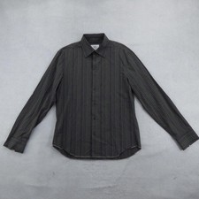 Armani Exchange Shirt Mens Medium Gray Stripe 100 Cotton Dress Long Sleeve