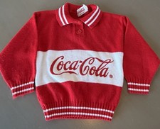 Vintage Coca Cola Childs Sweater Collared Buttons USA Made Rare Small See Photos