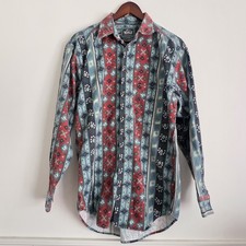 Woolrich Shirt Mens Medium Aztec Southwestern Flannel Made In USA Vintage 90s
