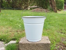 alter Eimer Emaileimer Email  Pflanzeimer Wassereimer 10 Liter hellblau  (23)