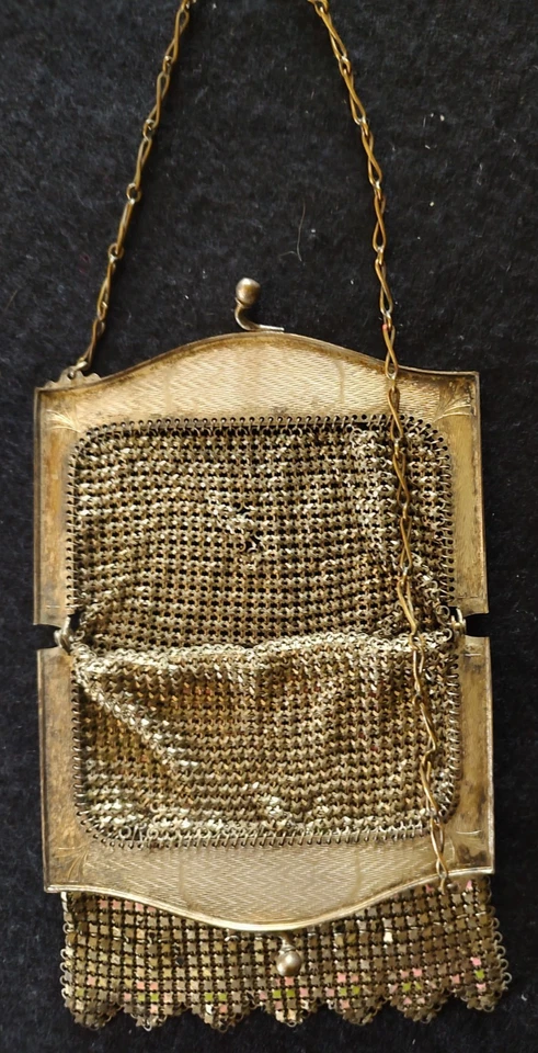 1920s Vintage 7" Mesh Link Handbag Art Deco Flapper Girl -likely Whiting & Davis - Image 3 of 3