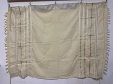 Half Size Wool Tallit Gadol 60x43" Size 40  EXCELLENT Ashkenaz 2nd Hand Goldwork