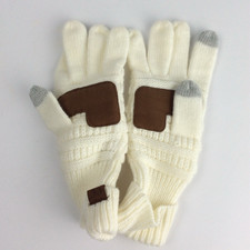 CC Gloves Solid Color Unisex Cable Knit Winter Warm Anti-Slip Touchscreen Gloves