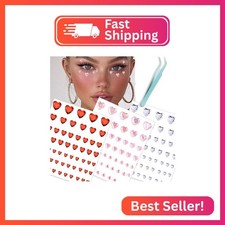 NOOEPC Heart Rhinestones Self Adhesive Face Gems Sticker Acrylic Gems for Face H