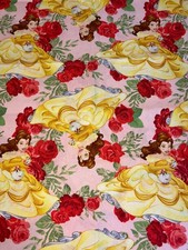 Beauty and the Beast Disney Belle Rose Toss Fabric 2 Yards Yellow Red Green