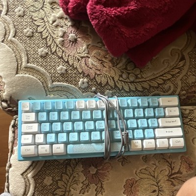 Mechanical Wired USB Compact Keyboard, Illuminated Blue/White Keycaps, QWERTY