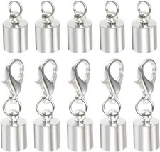 HARFINGTON 5pcs Cord End Cap 6.5mm ID Lobster Claw Clasp 6.5mm, Platinum