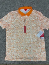 Redvanly Polo Shirt Mens XL Orange Tangelo Purepoly Stretch Golf Athletic Luxury