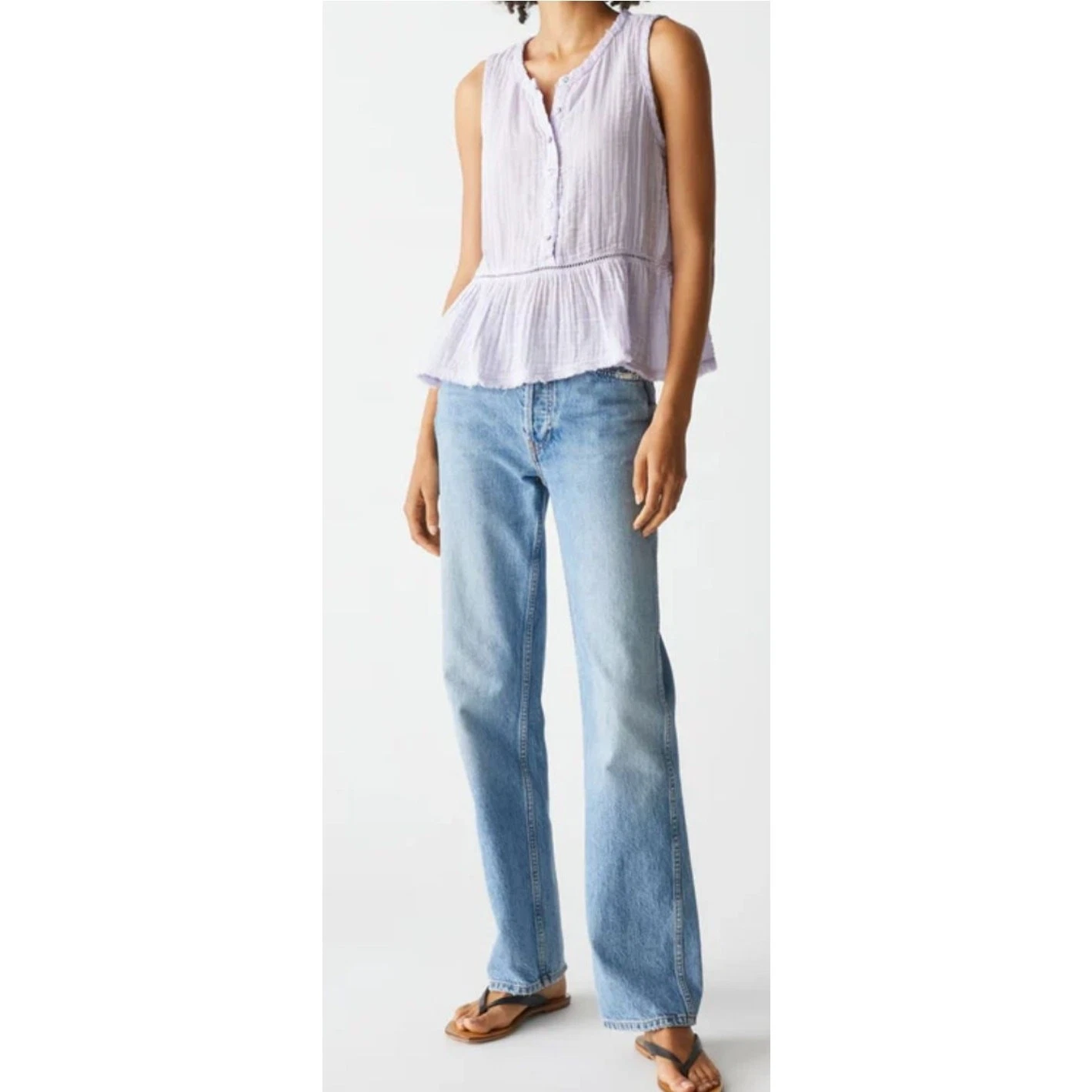 MICHAEL KORS Michael Stars garza Giorgia HenleyTank in bianco Peplum tank Coastal Resort abbigliamento