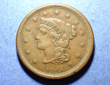 1851 Braided Hair Large Cent Abt. XF