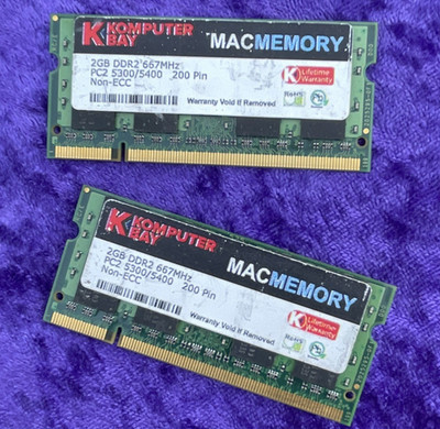 Komputerbay MACMEMORY 4GB DDR2 SO-DIMM PC2-5300 200-Pin Non-ECC RAM 2x2GB
