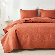 Queen Quilt Bedding Set,Ultrasonic Full/Queen Full/Queen 90"x96" Burnt Orange