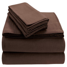 Tribeca Living Solid 5 Oz Flannel Extra Deep Pocket Sheet Set Twin Chocolate