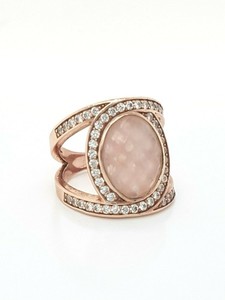 Authentic Thomas Sabo Sterling Silver Rose Gold Plated Eternity Rose Quartz Ring Size 54