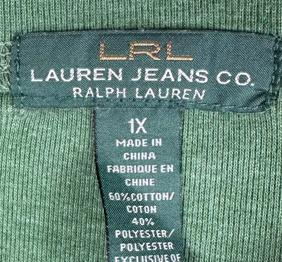 Ralph Lauren Top Camisa Camiseta Túnica Talla 1X 16 18 Verde Marrón Codo Parches Gamuza Q Foto 4 de 4