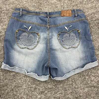 Apple Bottoms Shorts Womens 18 Blue Stretch Denim Plus Hottie Cut Offs