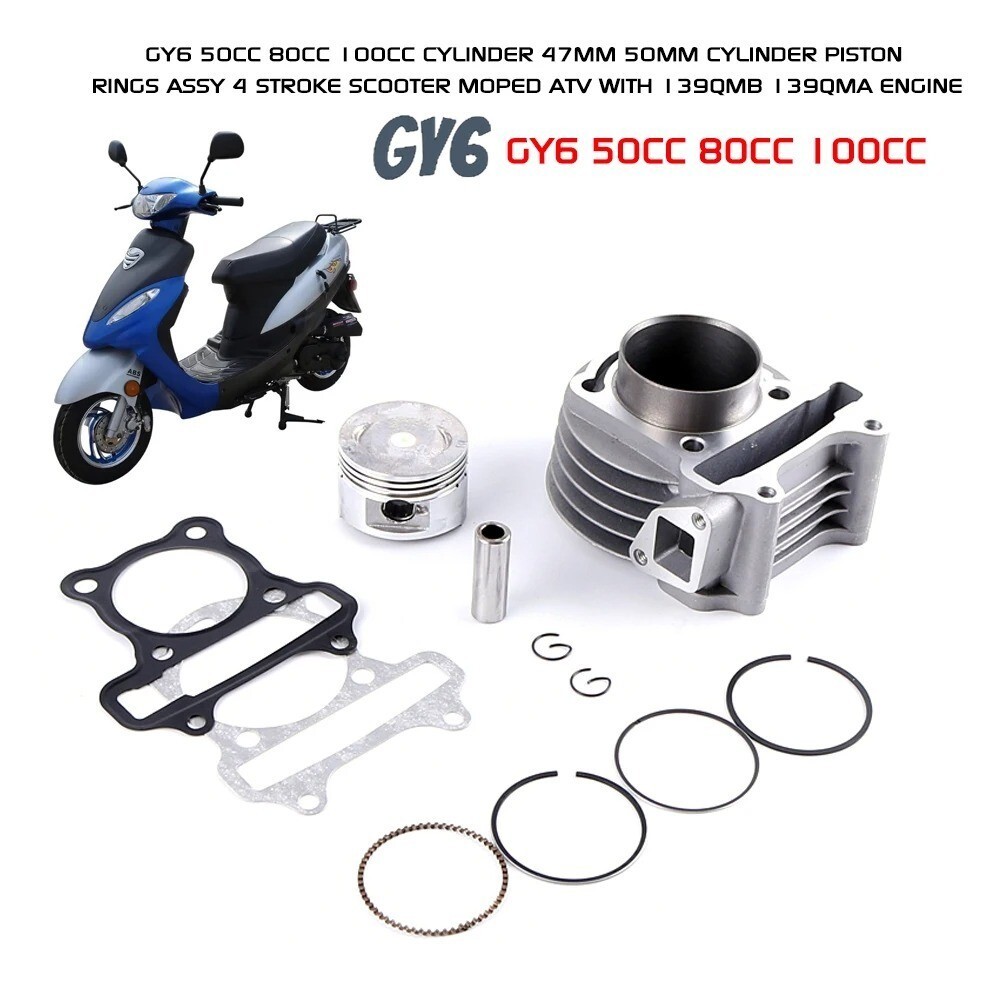 50cc Cylinder, Piston, and Ring Kit for 139QMB and 139QMA 4-Stroke Scooter...
