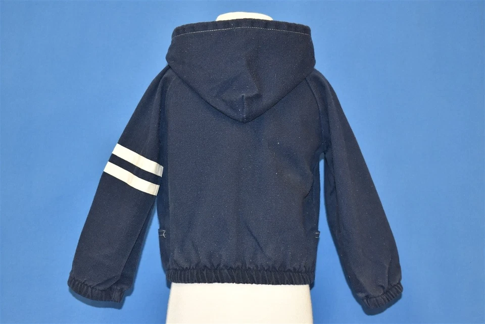 vintage 70s DONMOOR BLUE ANCHOR NAUTICAL HOODED KIDS TODDLER JACKET SZ 3T - Image 4 of 4