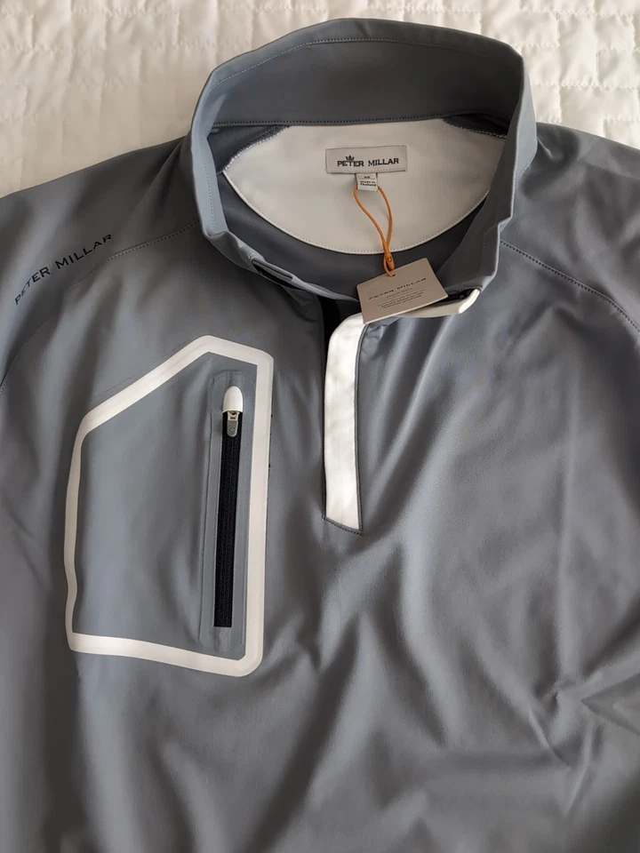 Peter Millar Forge M CrownSport Golf Pullover QuarterZip Jacket MA22EK42 Gray - Image 3 of 4