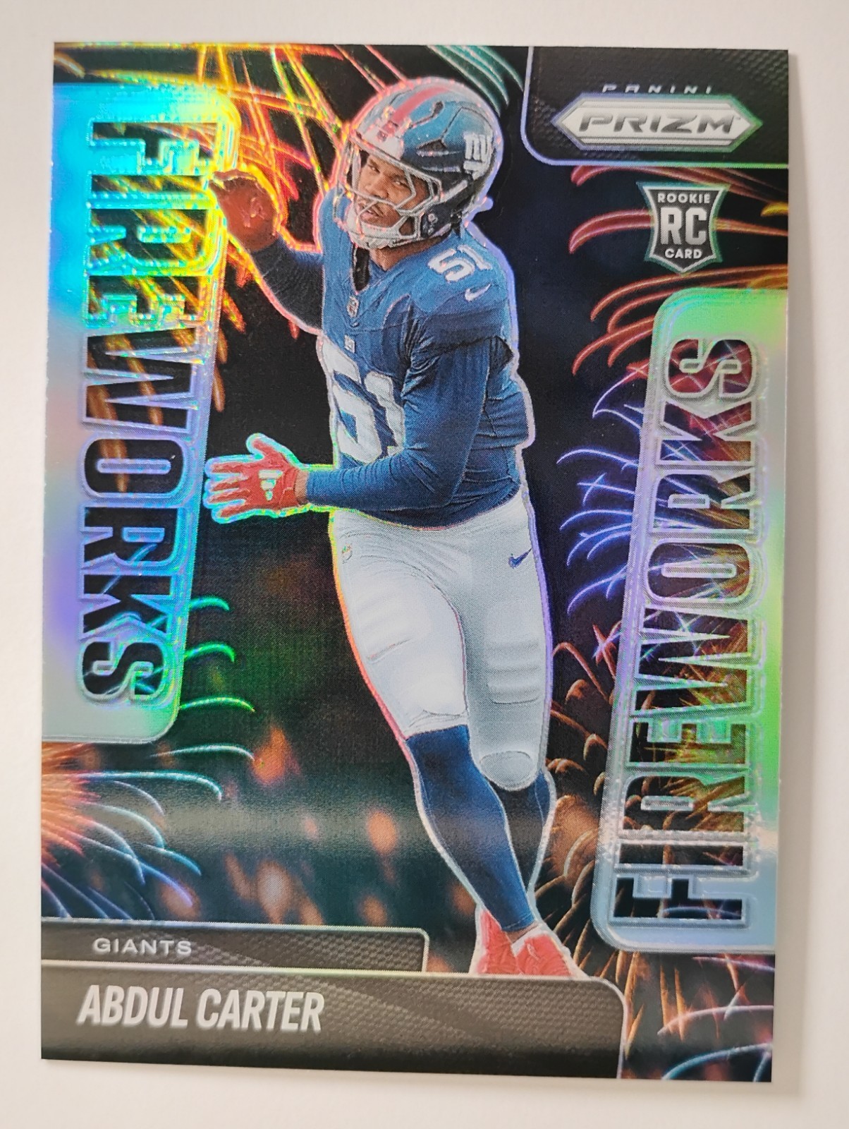 2025 Panini Prizm ABDUL CARTER #7 RC Rookie Fireworks Silver Prizm - Giants