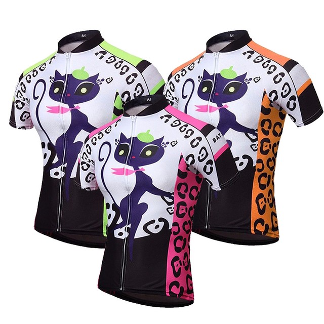 Women's Cycling Biking Jersey Full Zip MTB Bicycle Cycle Shirt Tops Cat