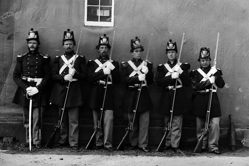 New 5x7 Civil War Photo: Six Marines with Fixed Bayonets at the Navy Yard - 1864