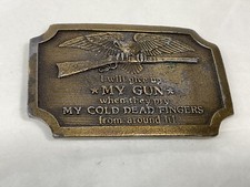 Vintage brass  I will give up my gun  patriotic Belt buckle 44