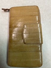 Vtg Eel Skin Classic Women s Wallet, Beige/Tan w/Kiss Lock Coin Pocket EUC