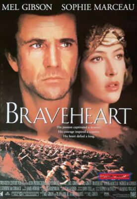 Braveheart Starring Mel Gibson & Sophie Marceau Vintage Poster