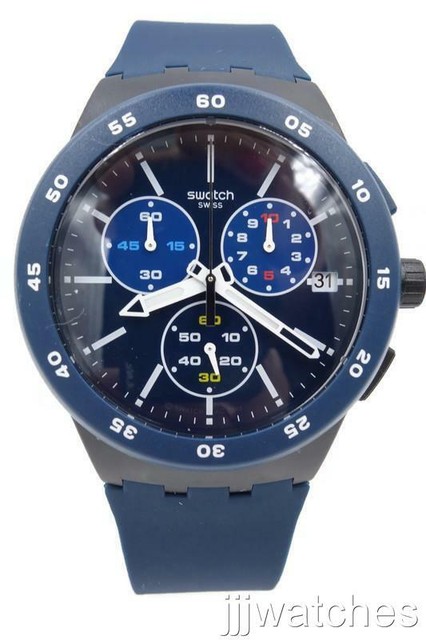 Swatch Watch Blue Steward Chrono Plastic ChronoPlastic SUSB417 Mens Formal  for sale online | eBay