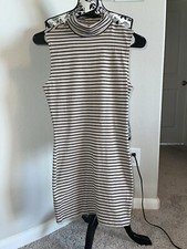 NWT Forever 21 Sleeveless TurtleNeck Striped Taupe Black Dress Sz S DISCONTINUED