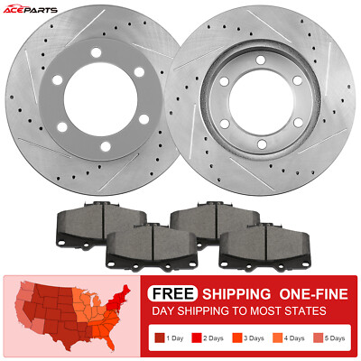 FRONT DRILLED ROTORS + CERAMIC BRAKE PADS FOR TOYOTA TACOMA 4WD BRAKES ...