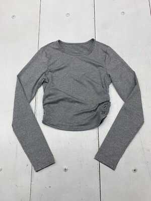 SHEIN Womens Grey Crop Side Srunch Long Sleeve Size Medium
