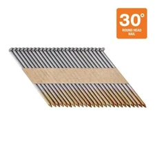 Strip Collated 30 Deg Framing Nails 3 1/4" Bright Coated Smooth Shank- 250 Count