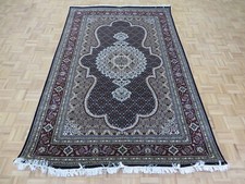 5'10 x 9 Hand Knotted Black Mahi Tabrez Rug Wool & Silk G9448