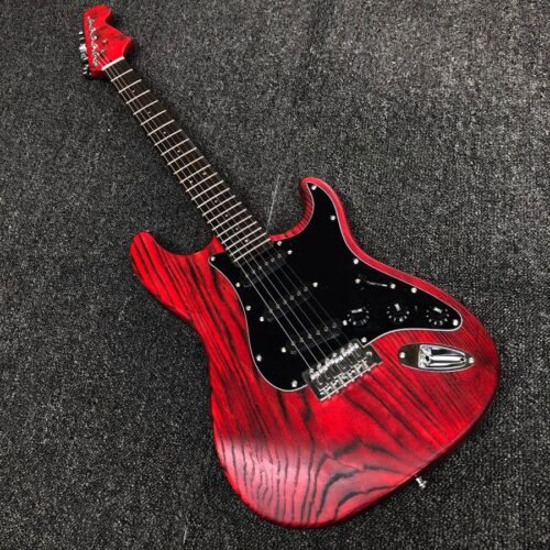 Hot Sale Torched Ash Body Electric Guitar Satin Red LED Lights Good Quality - 第 1/6 張圖片