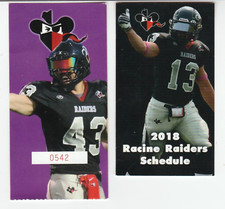 2018 Midstates Football League RACINE RAIDERS Ticket Stub & Schedule