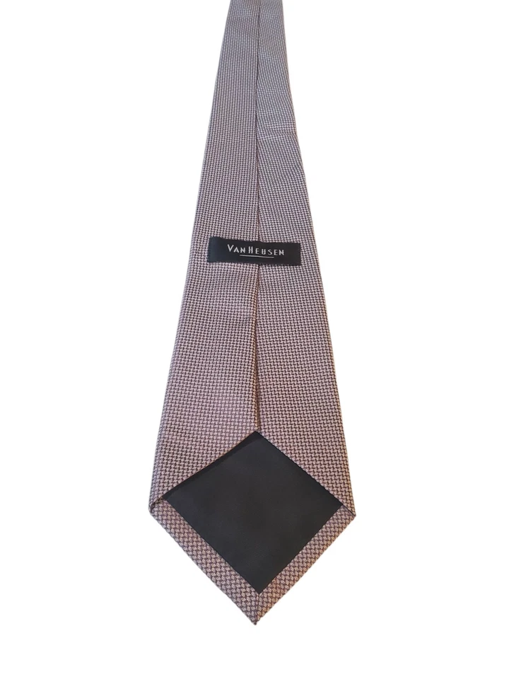 Traje de negocios Van Heusen para hombre corbata de lujo púrpura blanco patrón de granadina Foto 4 de 4