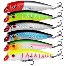 6PCS Fishing Lures Bass Popper Topwater Poper Hard Baits Floating Lures 11.5g