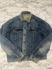 American Living By Ralph Lauren Large Blue Distressed Vintage Style Denim Jacket