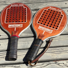 VTG c1976 SPORTCRAFT Official Wood 17" Super Pro Paddle Tennis Racquet-Set of 2