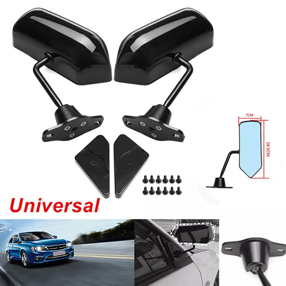 F1 Racing Style Universal Rearview Side Wing Mirrors Convex Glass
