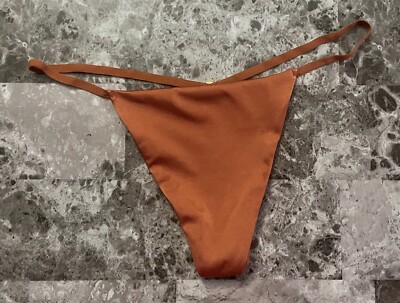 NWOT VICTORIA'S SECRET L TAN RUST SMOOTH GOLD RING VINTAGE RARE V STRING PANTIES