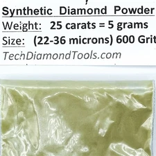 TechDiamondTools Diamond Powder 600 Grit 22-36 Microns, 25 cts = 5 Grams