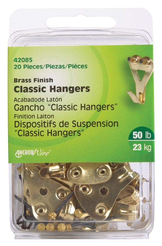 Hillman AnchorWire Brass-Plated Classic Picture Hanger 50 lb 20 pk Hillman AnchorWire Brass-Plated Classic Picture Hanger 50 lb 20 pk