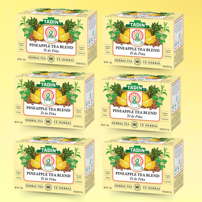 Tadin Pineapple Herbal Tea, 24 Tea Bags 1.10 fl oz, Refreshing Blend (6-Pack)