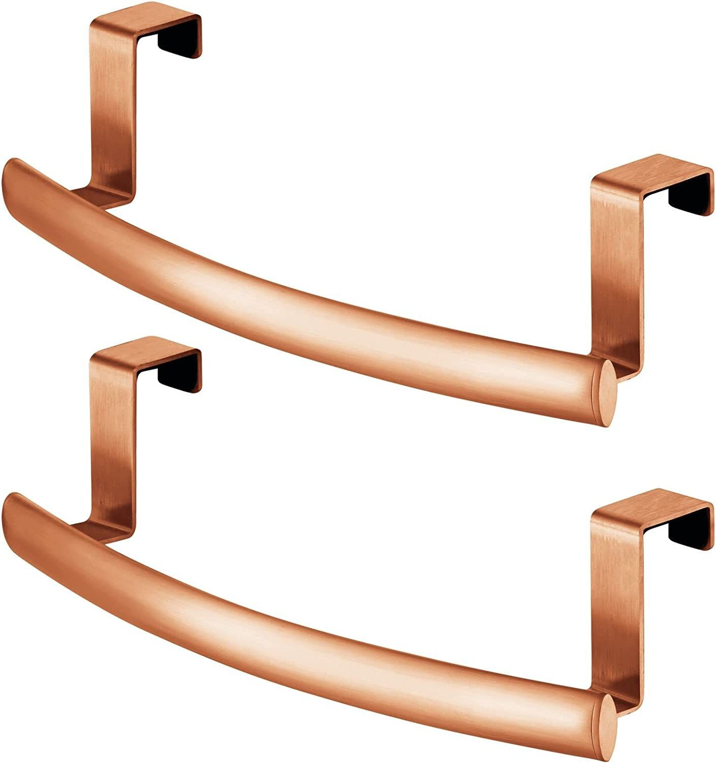 mDesign Steel Over Door Curved Towel Bar Storage, Hanger for Cabinet Copper 