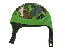 PATAGONIA Green Camo Warm FLEECE WINTER SNAP BEANIE Winter Hat Cap BABY/TODDLER