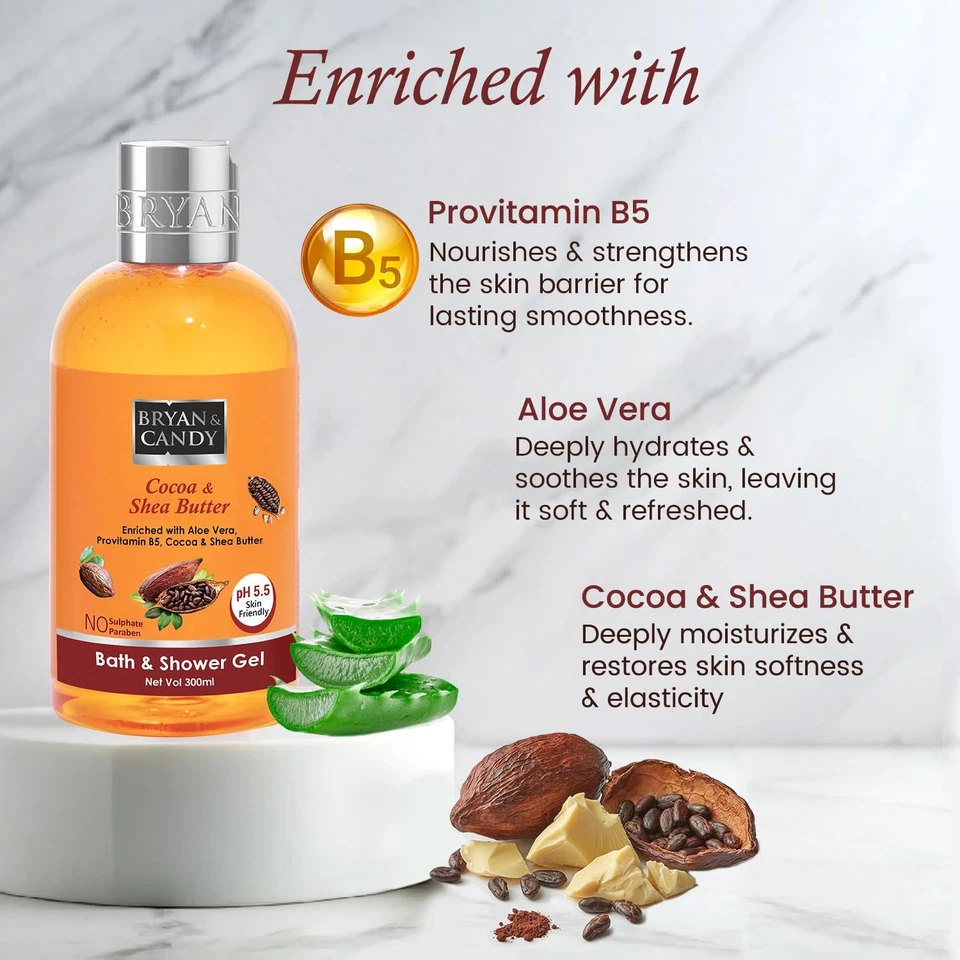 Bryan & Candy Duschgel Kakao & Shea Butter Gel 300 ml für Weiche Strahlende Haut - Bild 3 von 4